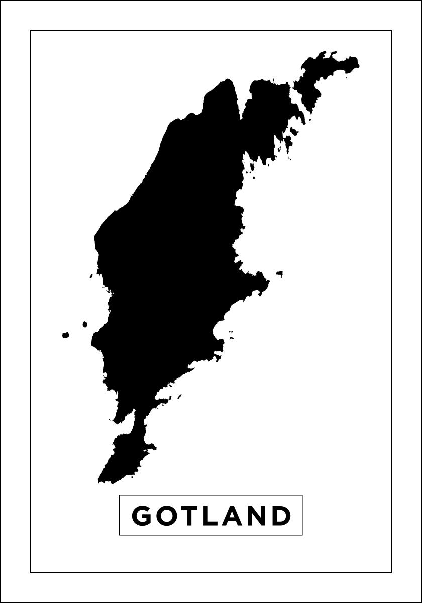 Buy Map Gotland White Poster Here BGAFRAMES EU   1200x1200 Prints Utan Ram Gotland BW 1030 