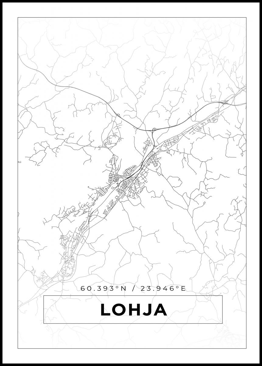 Buy Map - Lohja - White Poster here 