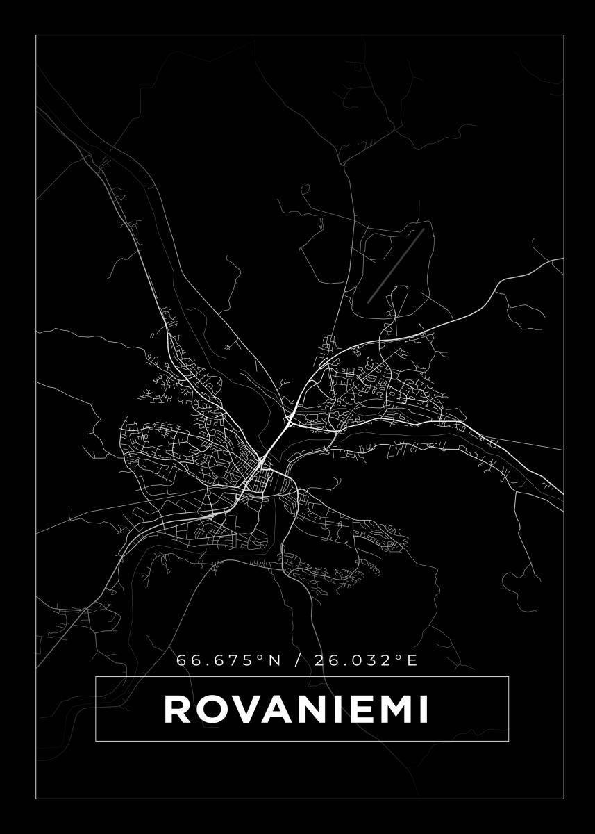 Buy Map - Rovaniemi - Black Poster here 
