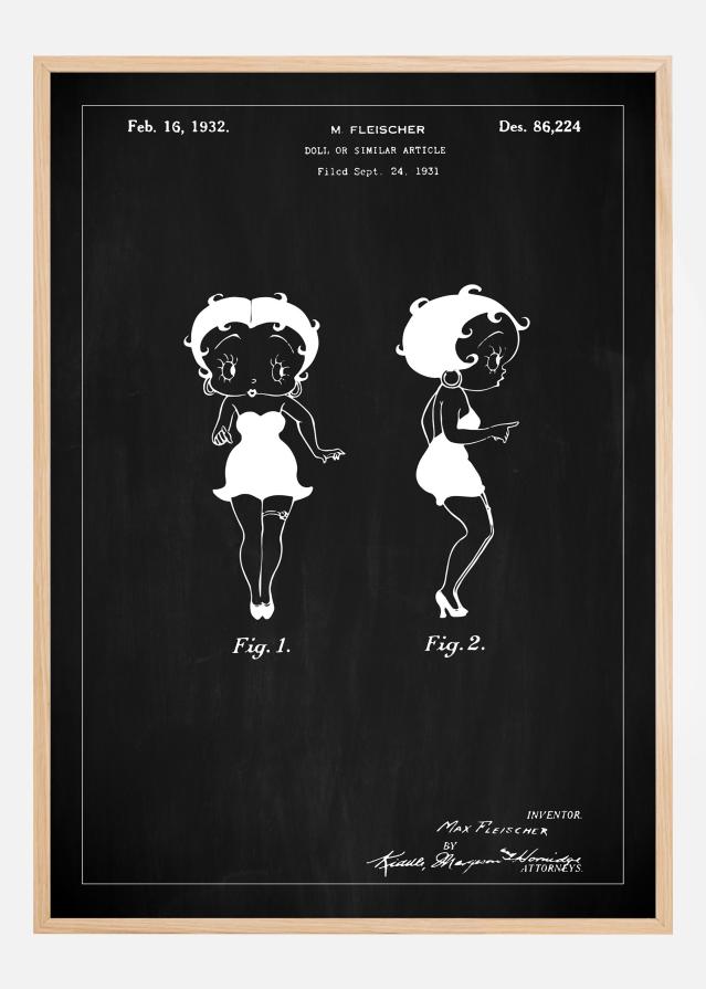 Bildverkstad Patent drawing - Betty Boop - Black Poster