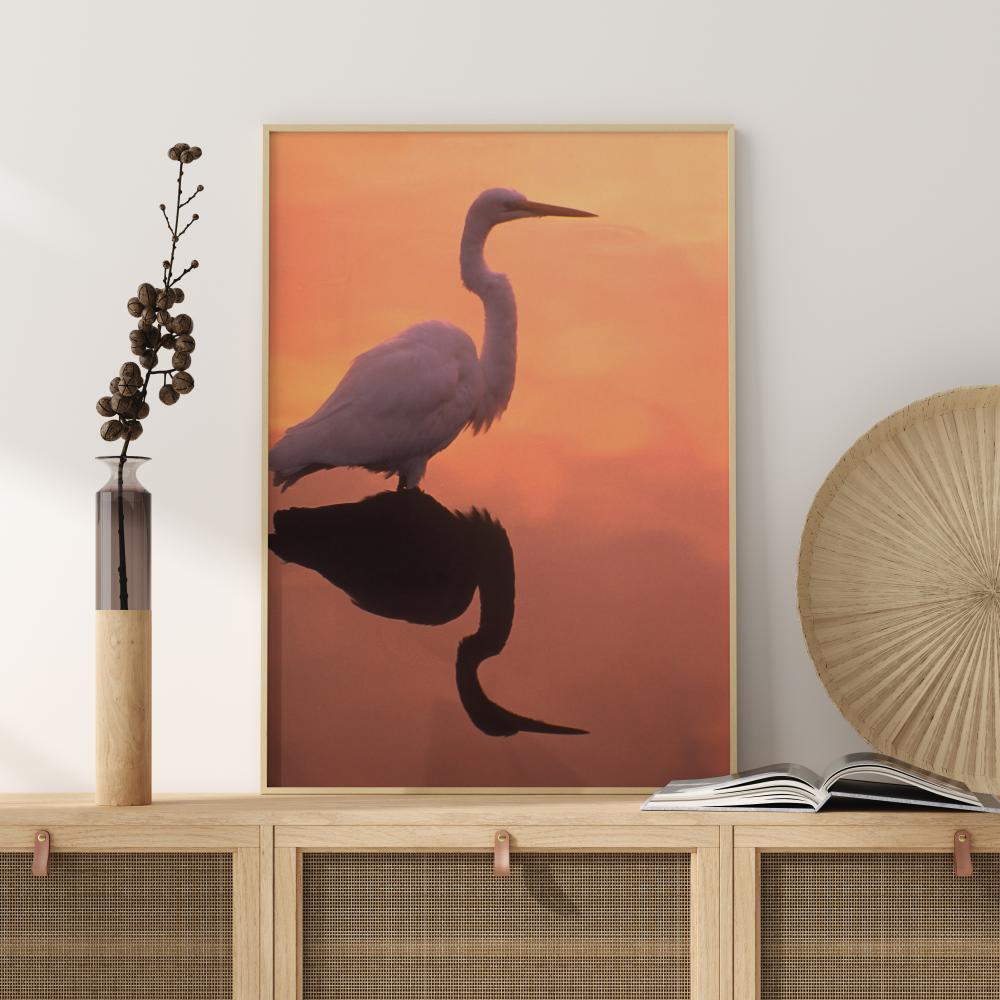 Bildverkstad Bird In Orange Water Poster